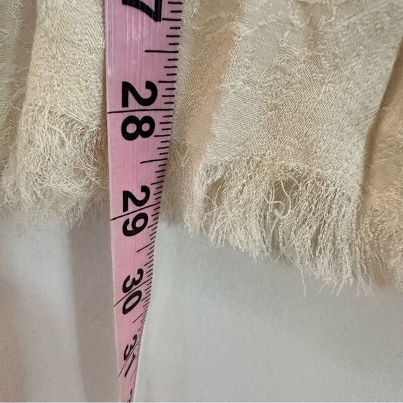 Zara Women’s Paisley Jacquard Button-Up Blouse Shirt Beige Cream Fringe Boho XL - Picture 9 of 12